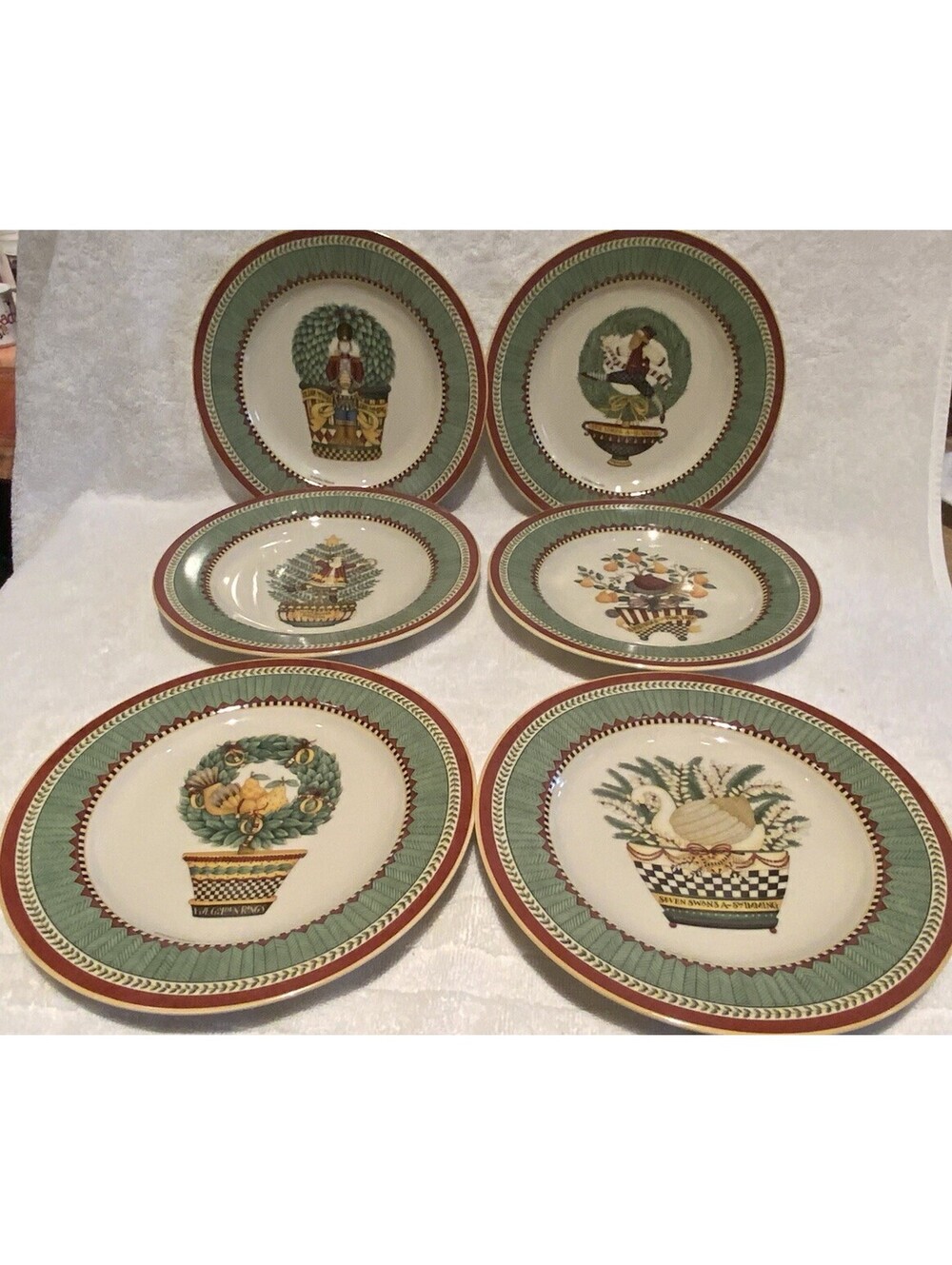 Sakura Debbie Mumm 12 Days Of Christmas 8.25”W Salad Plates - Set of Six